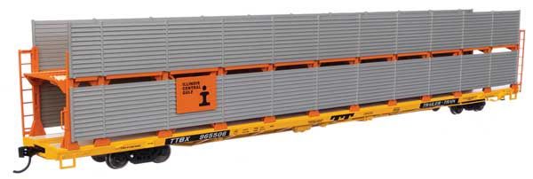 89&#39; Flatcar w/Bi-Level Shielded Auto Rack - Illinois Central Gulf Rack / Trailer-Train Flatcar TTBX