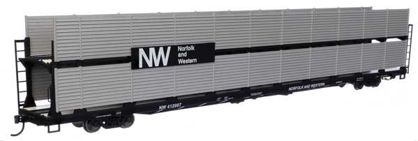 89&#39; Flatcar w/Bi-Level Shielded Auto Rack - Norfolk &amp; Western Rack &amp; Flatcar