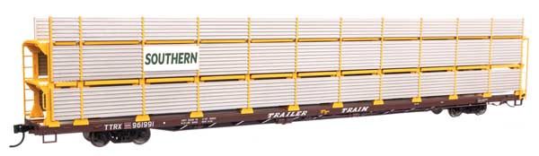 89&#39; Flatcar w/Tri-Level Shielded Auto Rack - Southern