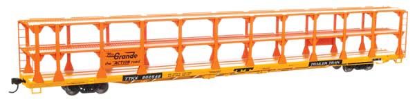 89&#39; Flatcar w/Tri-Level Open Auto Rack - Denver &amp; Rio Grande Western Rack Trailer-Train Flatcar TTKX