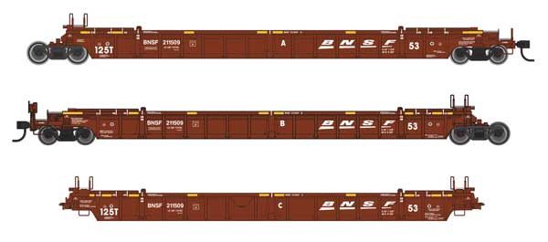 NSC Articulated 3-Unit 53&#39; Well Car - BNSF Railway