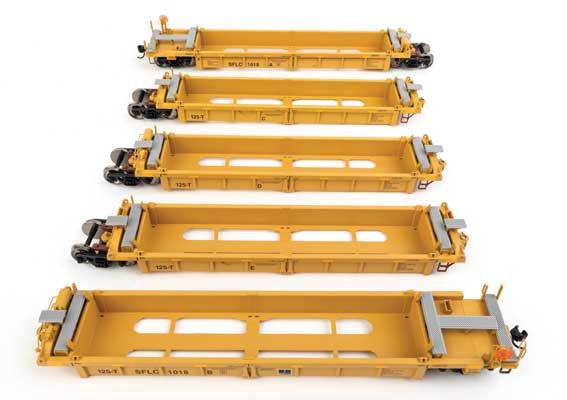 Thrall 5-Unit Rebuilt 40&#39; Well Car - BNSF Santa Fe Leasing SFLC