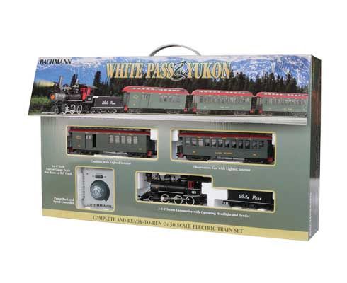 White Pass &amp; Yukon -- 2-6-0 Loco, Wood Combine, Wood Coach; 56 x 38&quot; Track Oval, Power Pack