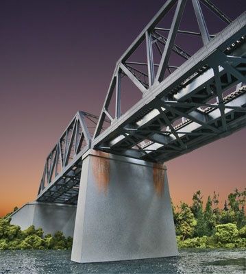 Double-Track Railroad Bridge Concrete Pier 2-Pack -- Kit 5-7/16 x 1-1/4 x 5-1/8&quot;  13.8 x 3.1 x 13cm