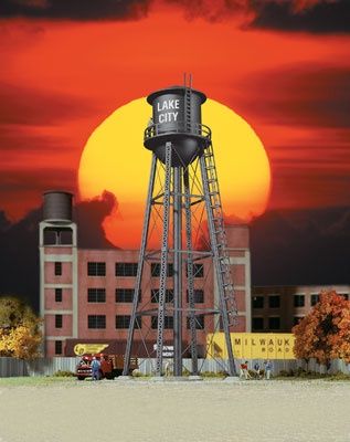 City Water Tower -- Assembled - Black - 2-3/8 x 2-3/8 x 7&quot;  6 x 6 x 17.8cm