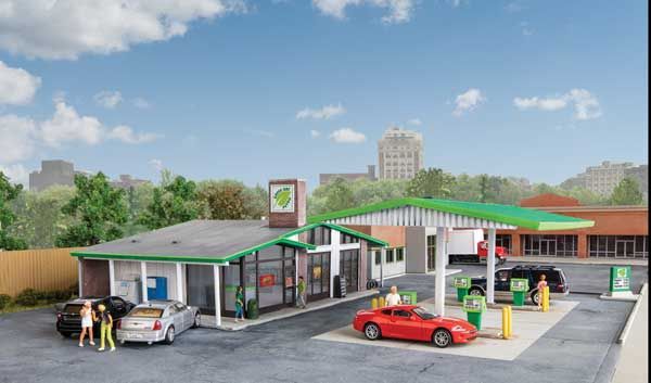 Modernized Gas Station -- Kit - Main Building: 10-1/2 x 9 x 3-3/16&quot;  26.6 x 22.8 x 8cm