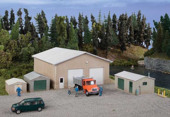 Pole Barn and Sheds -- Kit - Set of Four Buildings