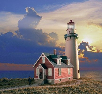 Rocky Point Lighthouse -- Kit - 3 x 8-1/8 x 8-7/8&quot;  7.5 x 20.3 x 22.8cm