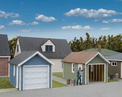 Single-Car Garage pkg(2) -- Kit - Each: 2-5/8 x 1-5/8 x 1-11/16&quot;  6.6 x 4 x 4.1cm