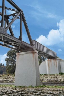Single-Track Railroad Bridge Concrete Piers pkg(2) -- Kit - 5-1/8 x 1-1/8 x 3-3/4&quot;  13 x 2.8 x 9.5cm (Includes Cutwater)