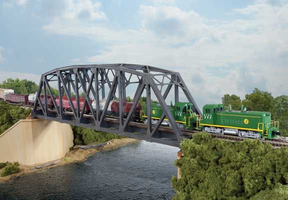 Single-Track Arched Pratt Truss Bridge -- Kit - 14-3/32 x 2 x 3-1/2&quot;  35.7 x 5 x 8.8cm