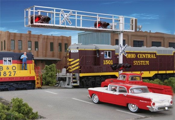 Modern Cantilever Grade Crossing Signal -- Two-Lane