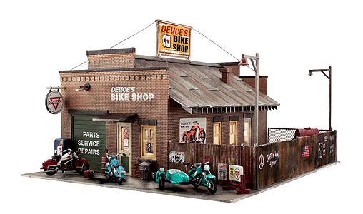 O Scale Lighted - Deuce&#39;s Cycle Shop