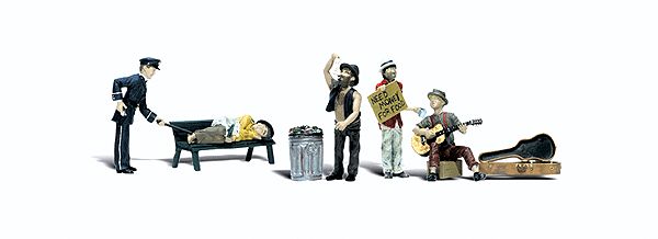 O Scale  Park Bums with Accessories pkg(4)