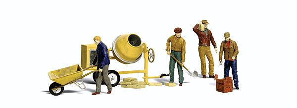 O Scale  Masonry Workers and Accessories pkg(11)