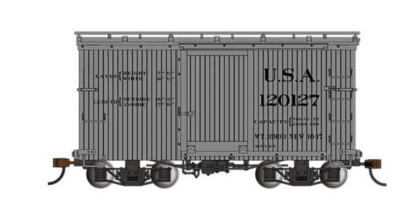 On30 - 18&#39; Wood Boxcar with Murphy Roof 2-Pack - U.S.A. #120016, 120127 (gray)