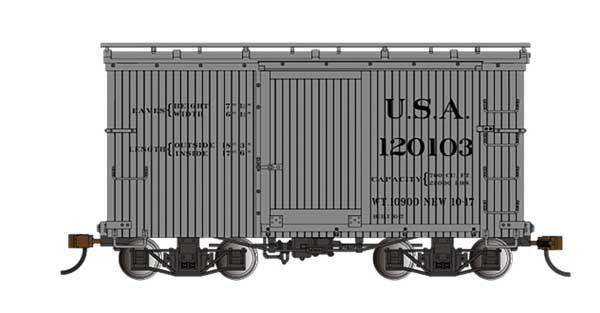 On30 - 18&#39; Wood Boxcar with Murphy Roof 2-Pack - U.S.A. #120096, 120103 (gray)