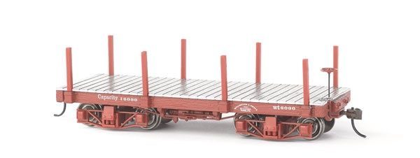 On30 - 18&#39; Wood Flatcar - Data Only (Oxide Red) pkg(2)