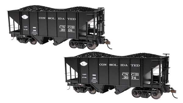 On30 - 2-Bay Steel Hopper 2-Pack - Consolidated Narrow Gauge RR #3008, 3074