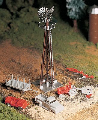 O Scale - Plasticville U.S.A.(R) Classic Kits -- Windmill w/Farm Machinery