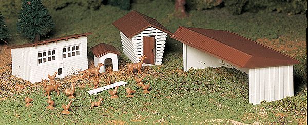 O Scale - Plasticville U.S.A.(R) Classic Kits -- Farm Out-Buildings pkg(3)