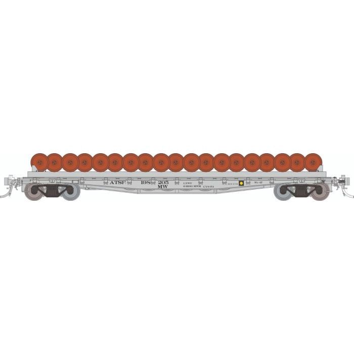 Class F30D 50&#39; Wheel Flatcar 3-Pack, Select: Santa Fe Set #1 (gray)