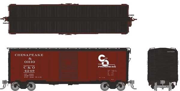 HO SCALE - 1937 AAR 40&#39; Boxcar w/Square Corner, Select: Chesapeake &amp; Ohio