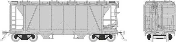 HO SCALE - Enterprise 2-Bay Covered Hopper, Select: Undecorated.