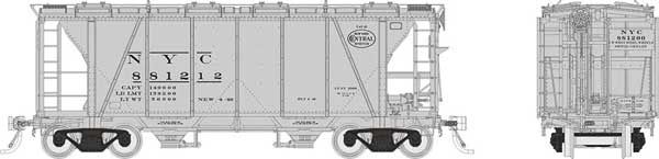 HO SCALE - Enterprise 2-Bay Covered Hopper 6-Pack, Select: New York Central Set  #1
