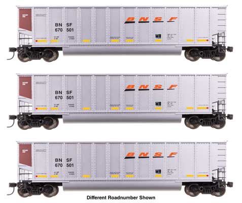 50&#39; Bethgon Coalporter Gondola 3-Pack, Select: BNSF #670566, #670614, #670655
