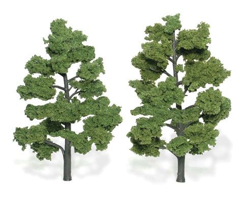 Ready-Made "Realistic Trees" - Deciduous - 6 to 7" 15.2 to 17.8cm pkg(2), Select: Light Green