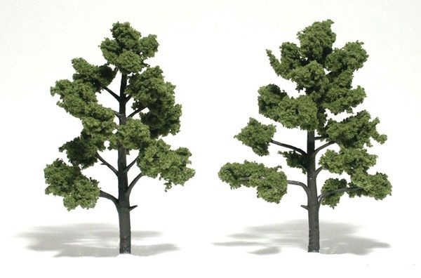 Ready-Made "Realistic Trees" - Deciduous - 5 to 6" 12.7 to 15.2cm pkg(2), Select: Light Green