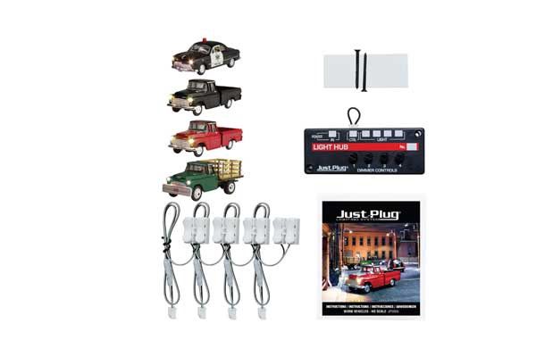 Work Vehicles - Just Plug Value Pack -- 1 Each: Police Car, Work Truck, Green Pickup, Henry Hauler &amp; Light Hub