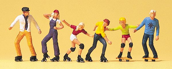 Pedestrians -- Rollerskaters &amp; Skateboarders pkg(6) HO