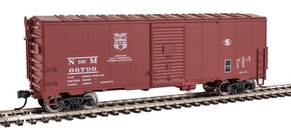 40' Association of American Railroads AAR Modernized 1948 Boxcar - Ready to Ru -- National Railways of Mexico NdeM #66799 (Boxcar Red, Small Shield Logo)