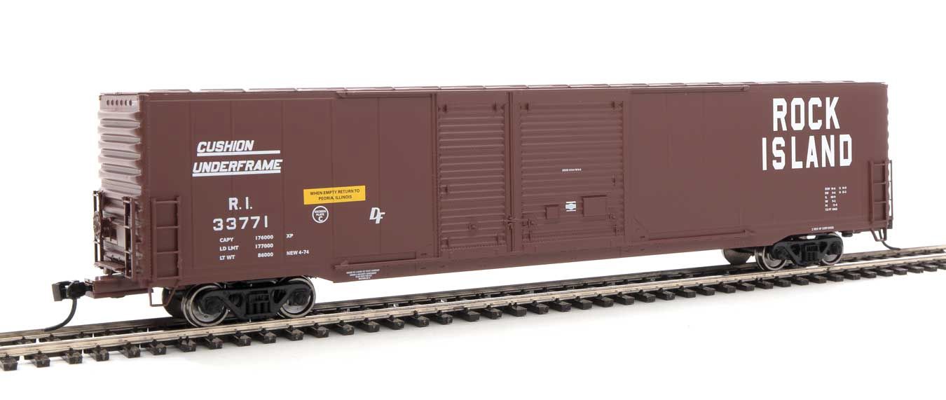 60' Pullman-Standard Auto Parts Boxcar (10' and 6' doors) - Ready to Run -- Rock Island #33771