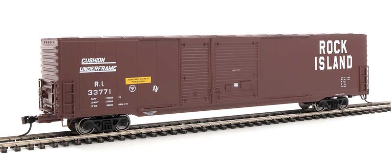 60' Pullman-Standard Auto Parts Boxcar (10' and 6' doors) - Ready to Run -- Rock Island #33771