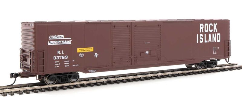 60' Pullman-Standard Auto Parts Boxcar (10' and 6' doors) - Ready to Run -- Rock Island #33769