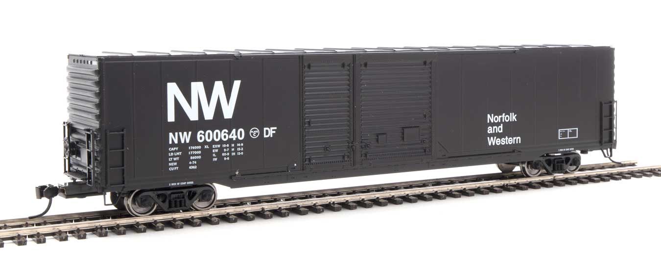 60' Pullman-Standard Auto Parts Boxcar (10' and 6' doors) - Ready to Run -- Norfolk &amp; Western #600636