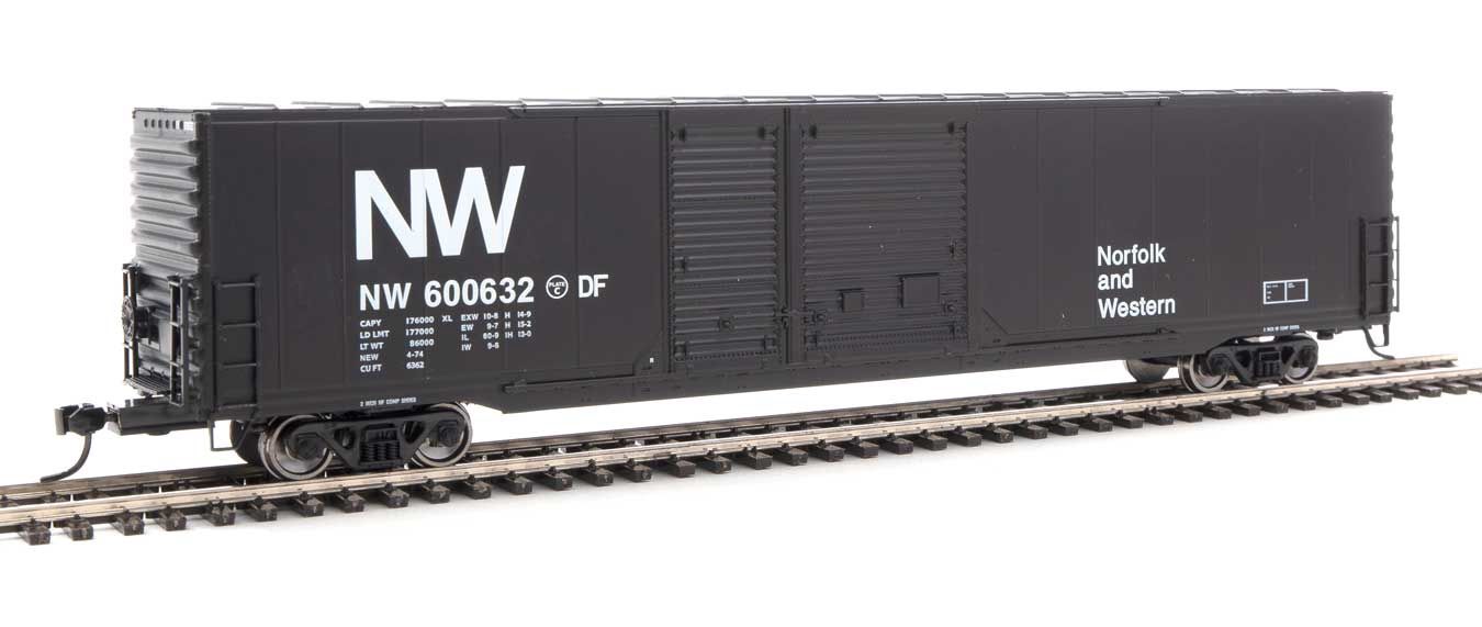 60' Pullman-Standard Auto Parts Boxcar (10' and 6' doors) - Ready to Run -- Norfolk &amp; Western #600632