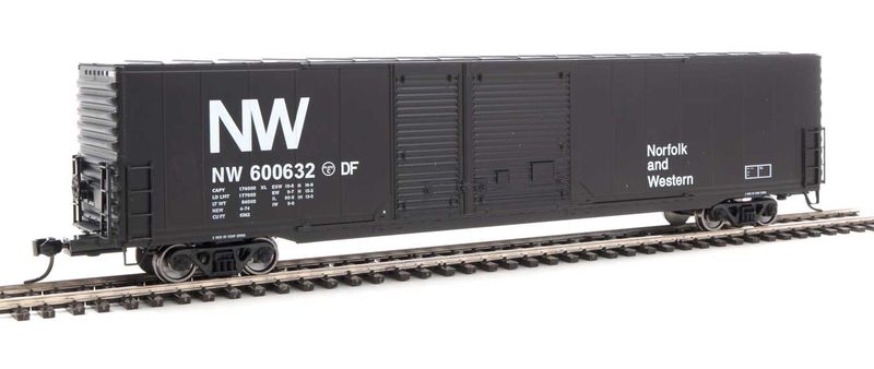 60' Pullman-Standard Auto Parts Boxcar (10' and 6' doors) - Ready to Run -- Norfolk &amp; Western #600632