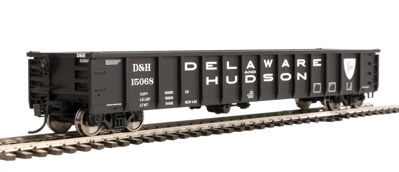 53' Railgon Gondola - Ready To Run -- Delaware &amp; Hudson #15068 (black, white, large name)