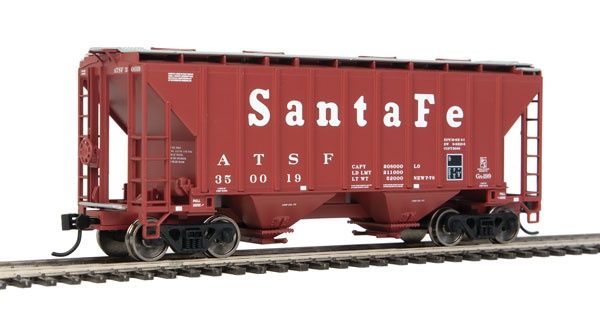37' 2980 Cubic-Foot 2-Bay Covered Hopper - Ready to Run -- Atchison, Topeka &amp; Santa Fe #350019