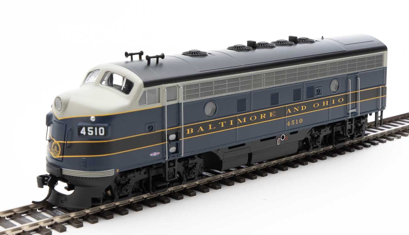 EMD F7 A-B Set - ESU Sound and DCC -- Baltimore &amp; Ohio #4510, 5476 (blue, gray, black; Dulux)