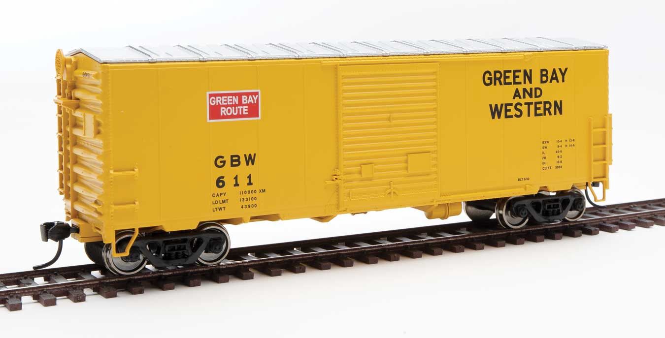 40' ACF Modernized Welded Boxcar w/8' Youngstown Door - Ready to Run -- Green Bay &amp; Western #611