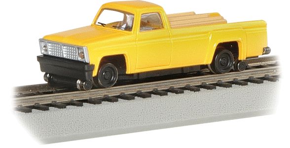 HO Maintenance-of-Way High Railer Pickup Truck - Self-Propelled -- Painted, Unlettered (yellow)