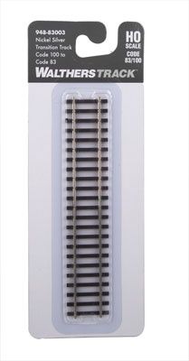 Nickel Silver Transition Track -- Code 100 to Code 83 - 6" 15.3 cm Long