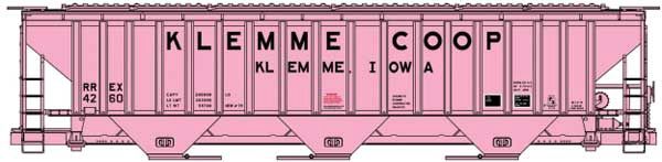 Pullman-Standard 4750 3-Bay Covered Hopper - Kit -- Klemme COOP RREX #4260 (pink, black)