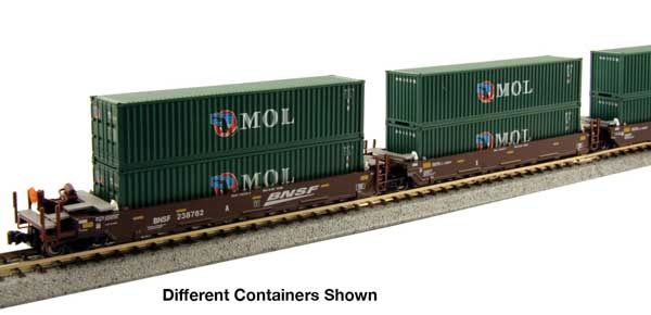 Gunderson Maxi-I 5-Unit Container Well Car w/40' Containers - BNSF Railway #239156 - China Shipping