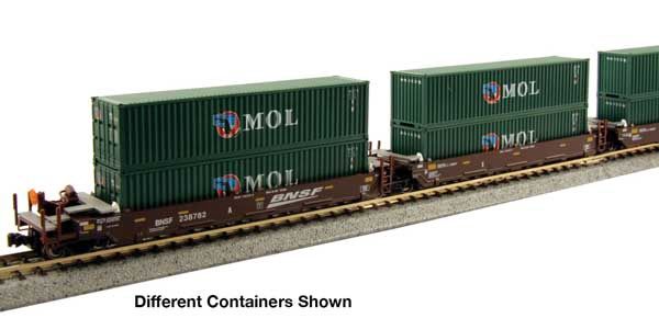 Gunderson Maxi-I 5-Unit Container Well Car w/40' Containers - BNSF Railway #238403 China Shipping